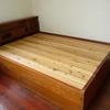 職人手作り＊木製ダブルサイズ　収納付きベッド（落下防止わくの取り外し可能）　中古　￥４００００